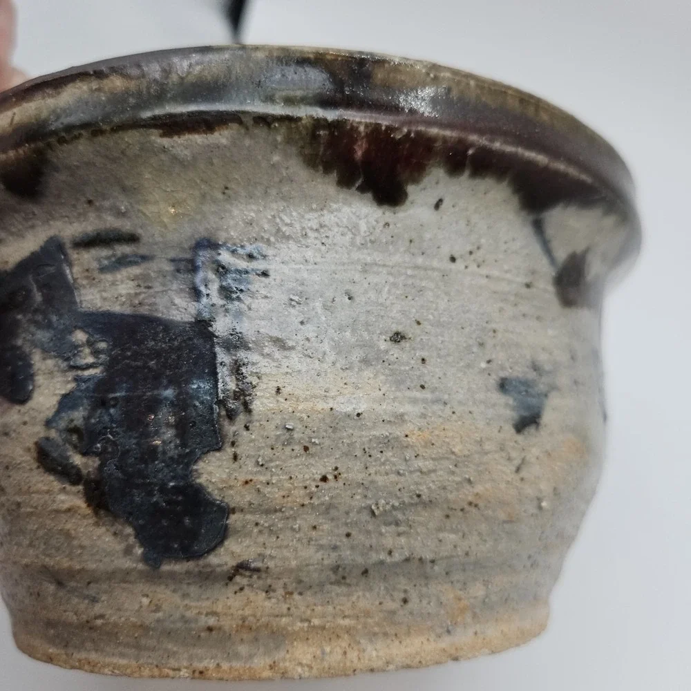 Vtg Hand Crafted Signed Studio Art Pottery Pot/Bowl, Glazed Stoneware